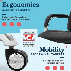 Office Chairs*La-Z-Boy Sonata Ergonomic Bonded Leather Swivel Executive Chair, Black and Chrome (CCHR10014D)