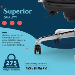 Office Chairs*La-Z-Boy Sonata Ergonomic Bonded Leather Swivel Executive Chair, Black and Chrome (CCHR10014D)