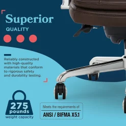 Office Chairs*La-Z-Boy Sonata Ergonomic Bonded Leather Swivel Executive Chair, Dark Brown and Chrome (CCHR10014E)