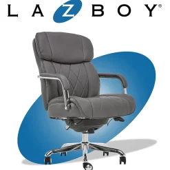 Ergonomic Chairs*La-Z-Boy Sutherland Ergonomic Faux Leather Swivel Computer and Desk Chair, (CHR10048B) Gray