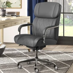 Ergonomic Chairs*La-Z-Boy Sutherland Ergonomic Faux Leather Swivel Computer and Desk Chair, (CHR10048B) Gray
