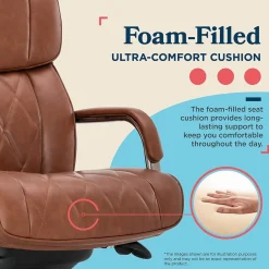 Office Chairs*La-Z-Boy Symphony Ergonomic Bonded Leather Swivel Executive Chair, Cognac and Graphite (CCHR10013C)