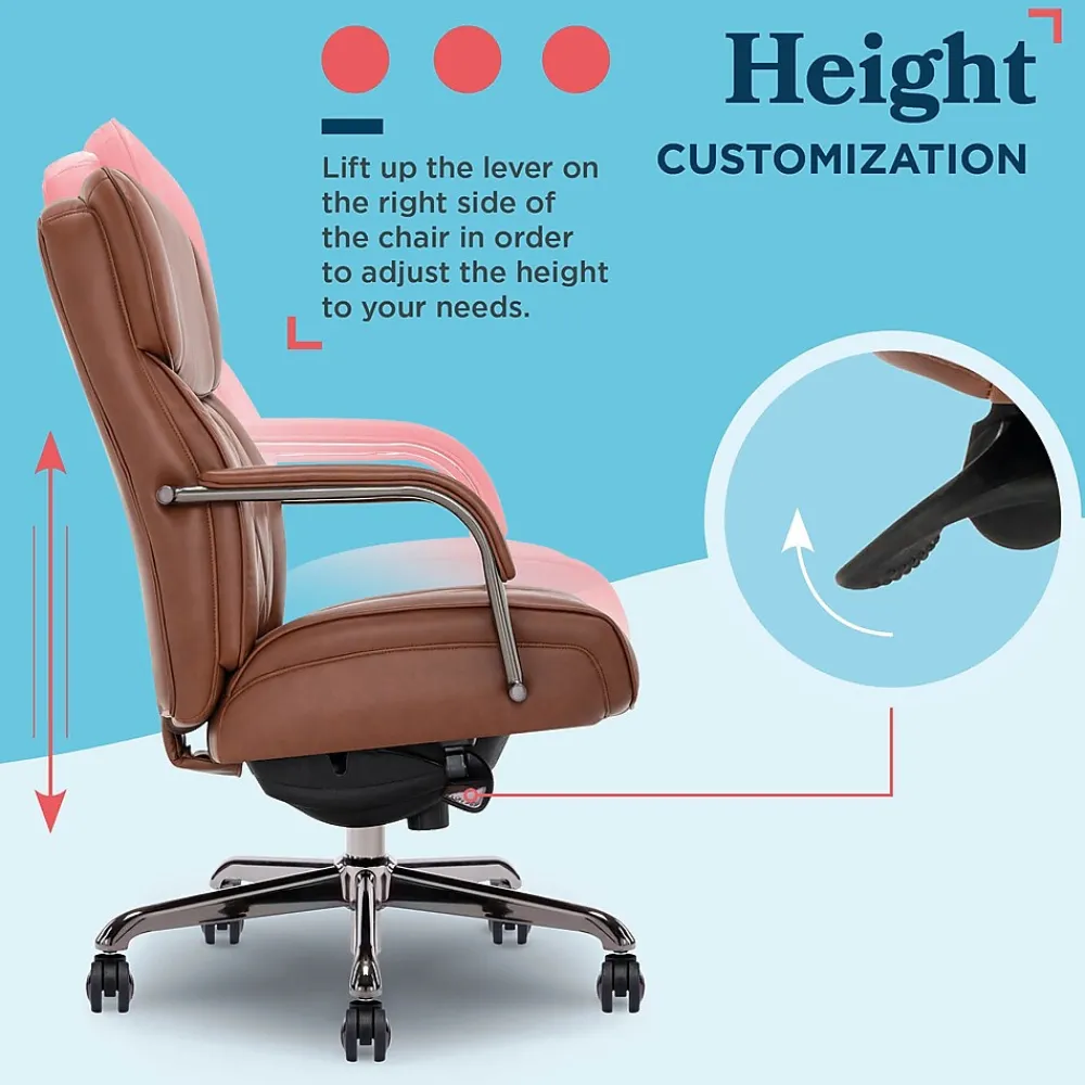 Office Chairs*La-Z-Boy Symphony Ergonomic Bonded Leather Swivel Executive Chair, Cognac and Graphite (CCHR10013C)