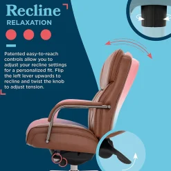 Office Chairs*La-Z-Boy Symphony Ergonomic Bonded Leather Swivel Executive Chair, Cognac and Graphite (CCHR10013C)