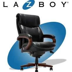 Office Chairs*La-Z-Boy Trafford Ergonomic Bonded Leather Swivel Executive Chair, Black (45782A)