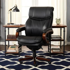 Office Chairs*La-Z-Boy Trafford Ergonomic Bonded Leather Swivel Executive Chair, Black (45782A)