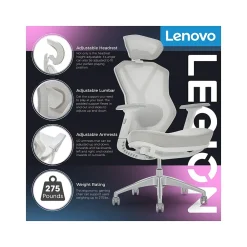 Gaming Chairs*Lenovo Legion Mesh Ergonomic Racing Gaming Chair, Light Gray (52015LGRY)