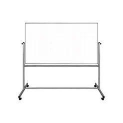 Dry Erase*Luxor Dry-Erase Mobile Combination Ghost Grid/Whiteboard, Aluminum Frame, 40" x 72" (MB7240LB)