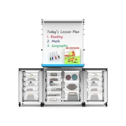 Dry Erase*Luxor Dry-Erase Mobile Modular Teacher Whiteboard with Storage, Steel Frame, 36