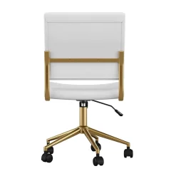 Office Chairs*Martha Stewart Ivy Armless Faux Leather Swivel Office Chair, White/Polished Brass (CH2209211WHGLD)