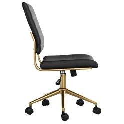 Office Chairs*Martha Stewart Ivy Armless Faux Leather Swivel Office Chair, Black/Polished Brass (CH2209211BKGLD)