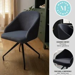 Office Chairs*Martha Stewart Sora Fabric Swivel Stationary Office Chair, Gray/Oil Rubbed Bronze (CH222119GYBK)