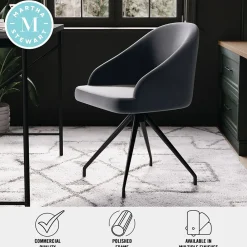 Office Chairs*Martha Stewart Sora Fabric Swivel Stationary Office Chair, Gray/Oil Rubbed Bronze (CH222119GYBK)