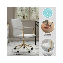 Office Chairs*Martha Stewart Taytum Ergonomic Faux Leather Swivel Office Chair, White (CH142370WHGLD)