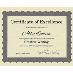 Awards & Certificates*Masterpiece Studios Certificates, 8.5" x 11", Beige/Metallic Silver, 25/Pack (934325)
