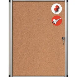Bulletin*MasterVision ® Slim-Line Enclosed Cork Bulletin Board, Cork, 38" X 28" X 1 3/8" (VT630101690)