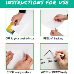 Dry Erase*Mind Reader Adhesive Dry-Erase Whiteboard Roll with Dry Erase Markers, 24