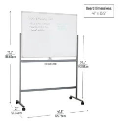 Dry Erase*Mind Reader Mobile Double-Sided Dry-Erase Whiteboard, Aluminum Frame, 47