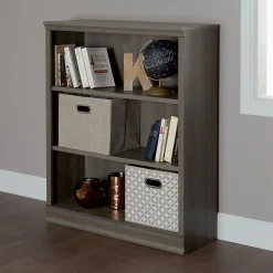 Bookcases*South Shore Morgan 3-Shelf Bookcase, Gray Maple (10152)
