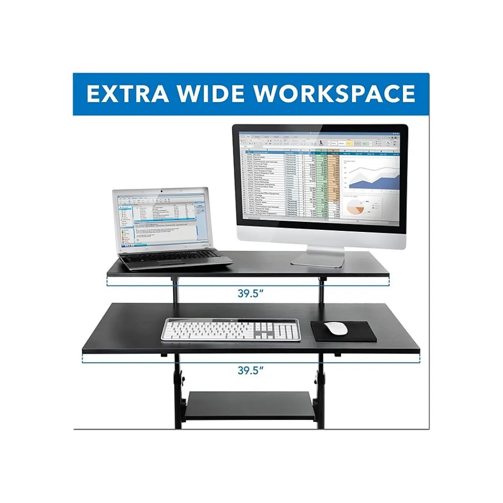 Standing Desks*Mount-It! 37"-55" Plastic/Steel Adjustable Desk, Black/Gray (MI-7970)