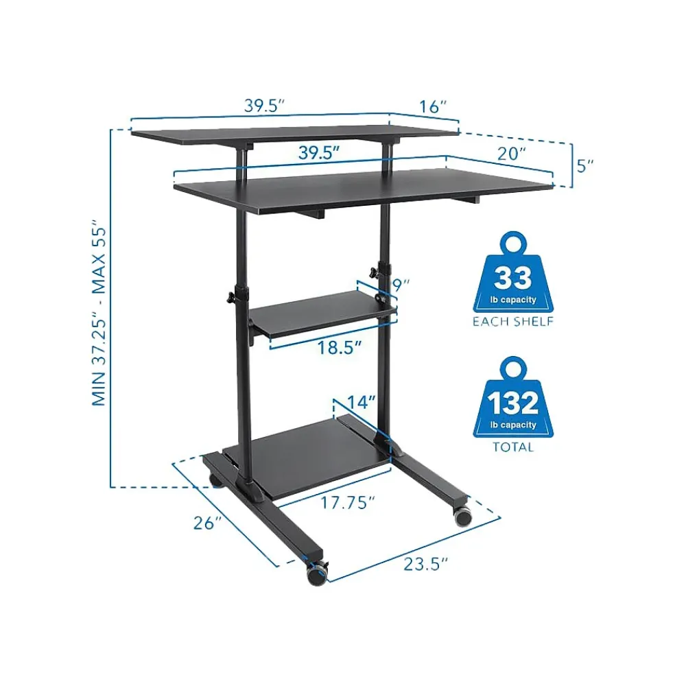 Standing Desks*Mount-It! 37"-55" Plastic/Steel Adjustable Desk, Black/Gray (MI-7970)