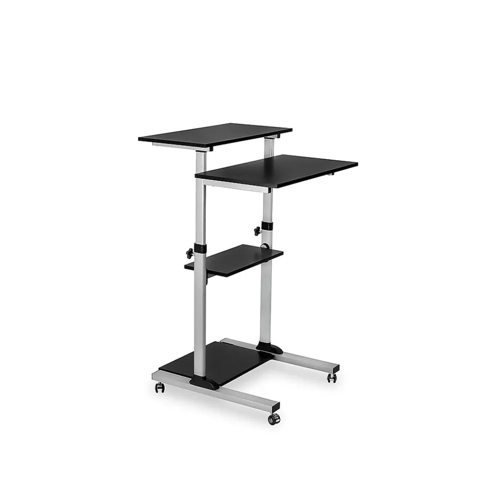 Standing Desks*Mount-It! 27.5" W Mobile Height Adjustable Desk, Silver, Plastic/Steel (MI-7940)
