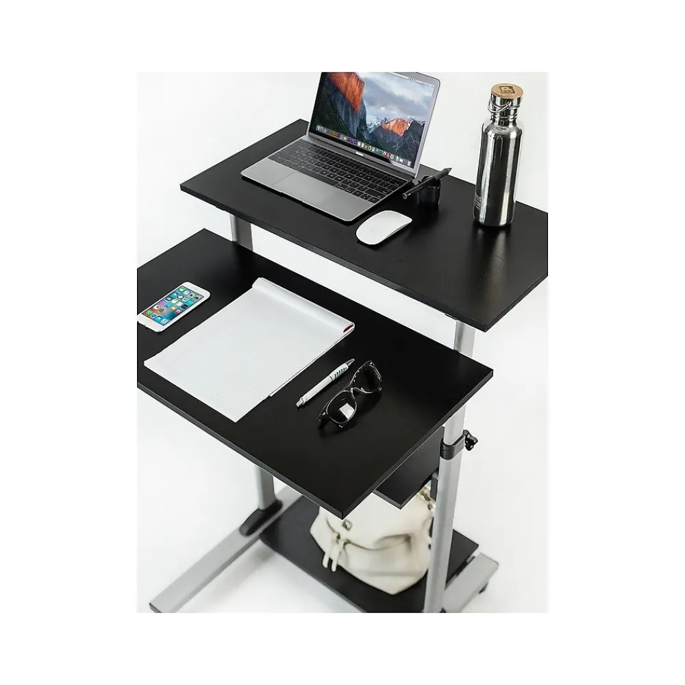 Standing Desks*Mount-It! 27.5" W Mobile Height Adjustable Desk, Silver, Plastic/Steel (MI-7940)