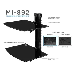 Shelving*Mount-It! Floating Wall Mounted Shelf Bracket Stand, Black (MI-892)