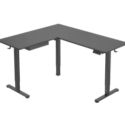 Standing Desks*Mount-It! MI-15001 63"W L-Shaped Adjustable Particle Board Standing Desk, (MI-15001) Black