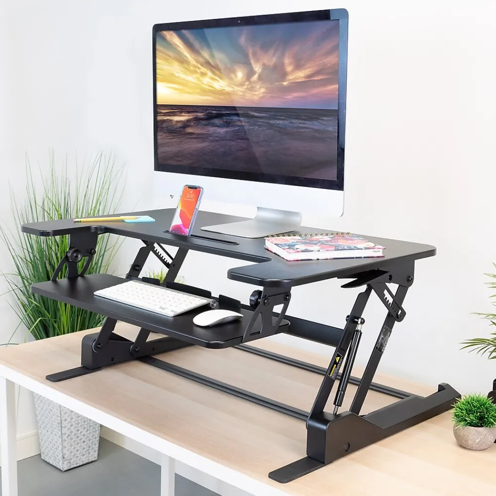 Standing Desks*Mount-It! 36."W Rectangular Adjustable Standing Desk Converter, Black (MI-7926)