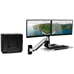 Standing Desks*Mount-It! Sit Stand Wall Mount Workstation, Articulating Standing Desk for Dual Monitors, Floating Keyboard Tray (MI-7906)