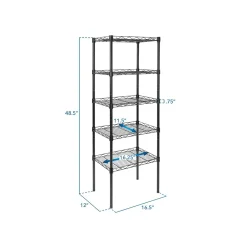 Shelving*Mount-It! 5-Tier Metal Shelving Unit, 17", Black (MI-7861)
