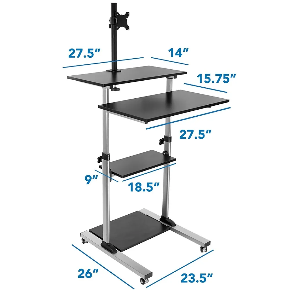Standing Desks*Mount-It! 28"W Adjustable Steel Standing Desk with Monitor Mount, Grey (MI-7942)