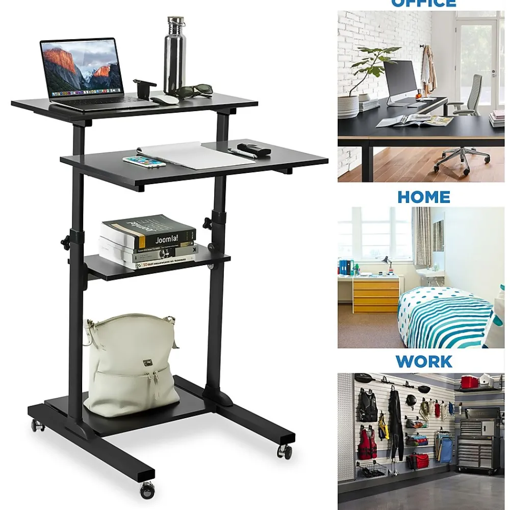 Standing Desks*Mount-It! 28"W Adjustable Steel Standing Desk, Black (MI-7940)