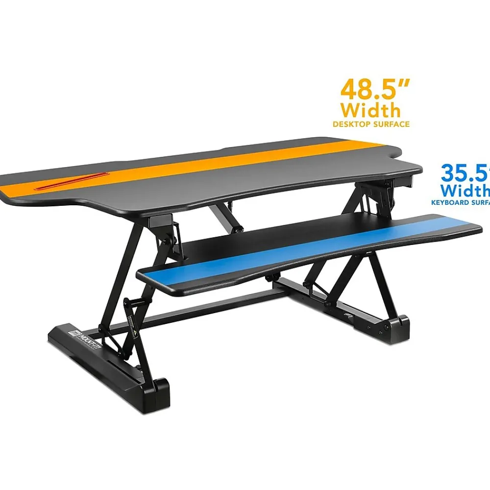 Standing Desks*Mount-It! 49"W Electric Adjustable Standing Desk Converter with USB Charging Port, Black (MI-7962)