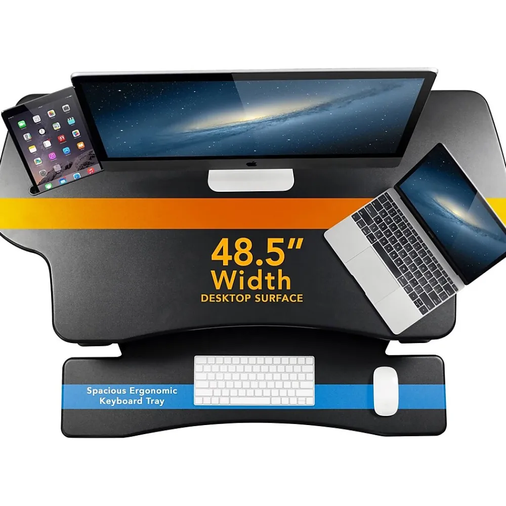 Standing Desks*Mount-It! 49"W Electric Adjustable Standing Desk Converter with USB Charging Port, Black (MI-7962)