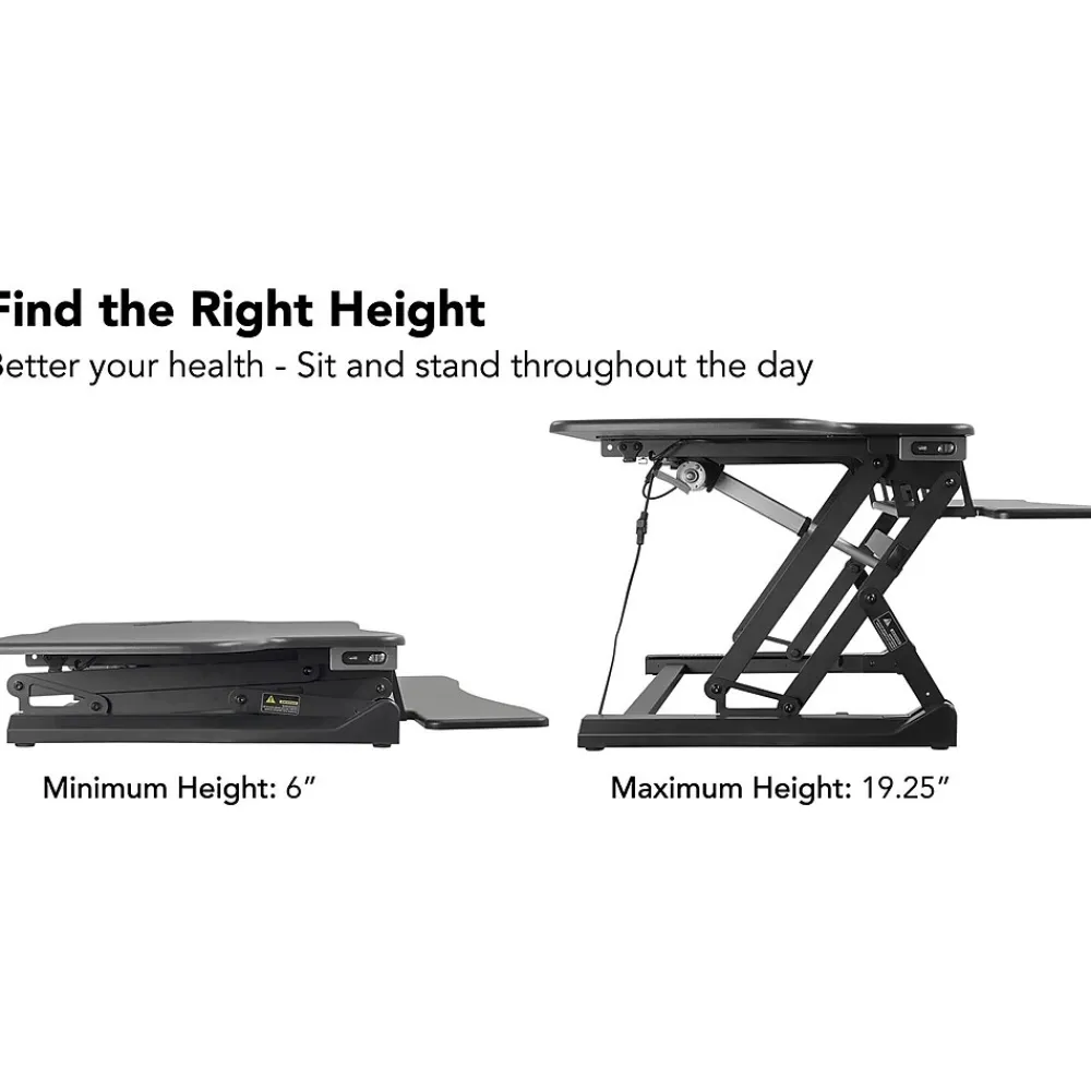 Standing Desks*Mount-It! 49"W Electric Adjustable Standing Desk Converter with USB Charging Port, Black (MI-7962)