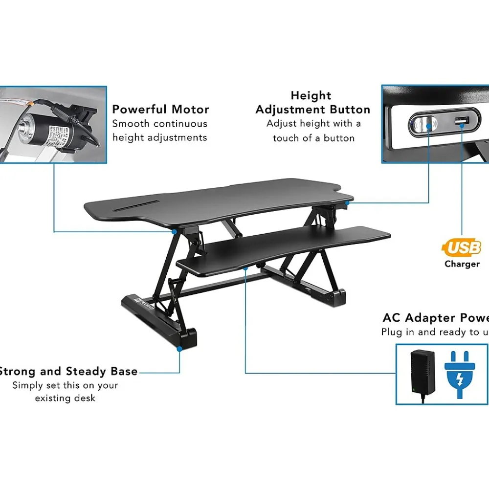 Standing Desks*Mount-It! 49"W Electric Adjustable Standing Desk Converter with USB Charging Port, Black (MI-7962)