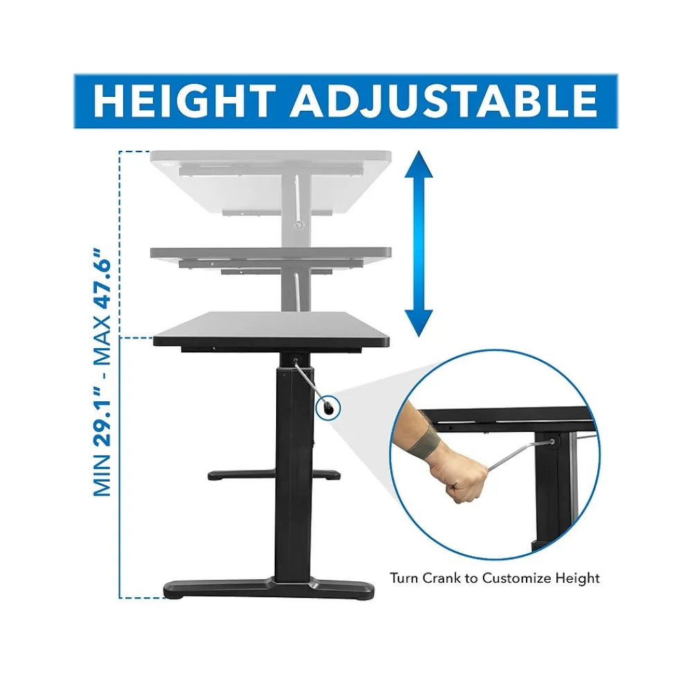 Standing Desks*Mount-It! 55"W Manual Adjustable Standing Desk, Black (MI-7981)