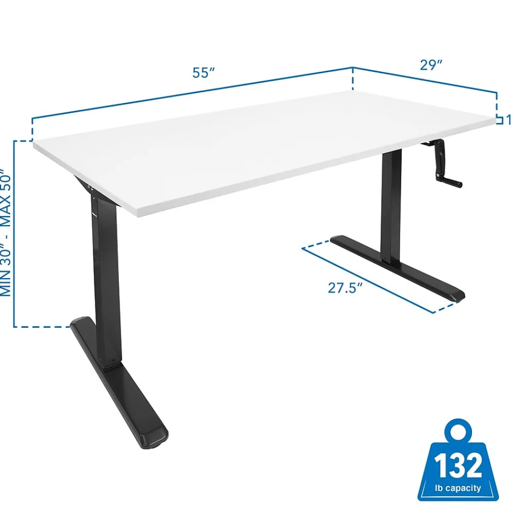Standing Desks*Mount-It! 55"W Manual Adjustable Standing Desk, (MI-18070) White/Black