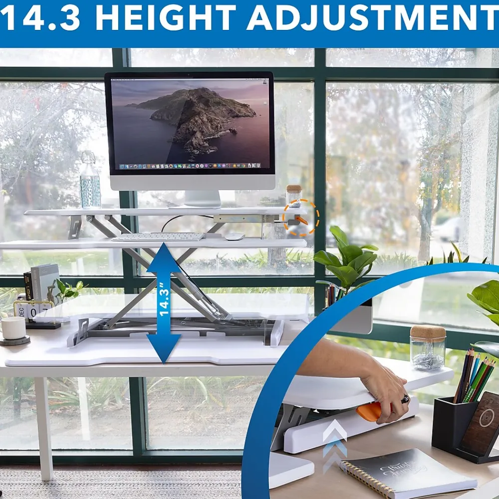 Standing Desks*Mount-It! 38"W Manual Adjustable Standing Desk Converter, White (MI-15005)
