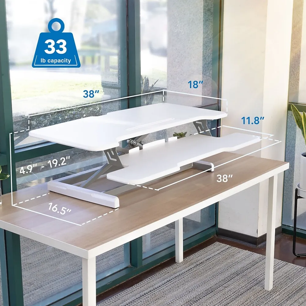 Standing Desks*Mount-It! 38"W Manual Adjustable Standing Desk Converter, White (MI-15005)