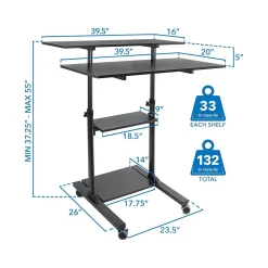 Standing Desks*Mount-It! Mount-lt! 37"-55" Adjustable Monitor Rolling Stand up Desk, Black (MI-7970B)