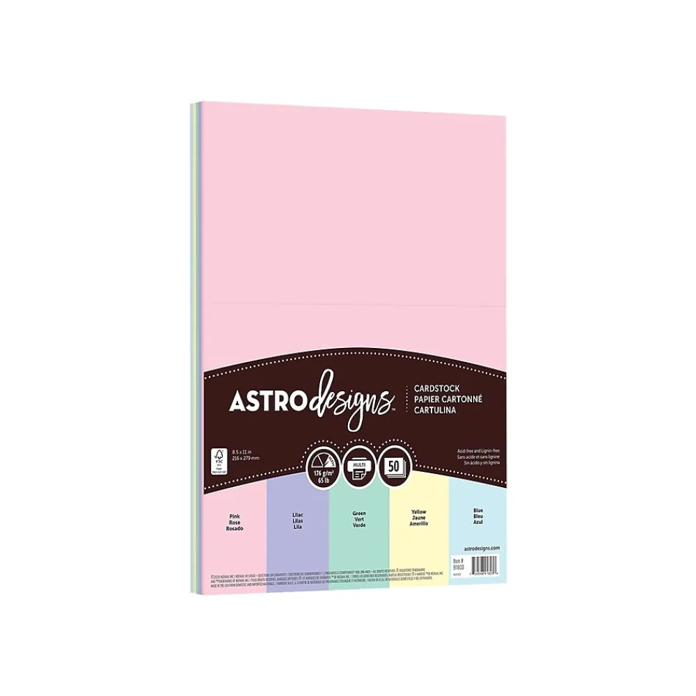 Card Stock*Neenah Paper Astrodesigns 65 lb. Cardstock Paper, 8.5" x 11", Pastel Assortment, 50 Sheets/Pack (91803)