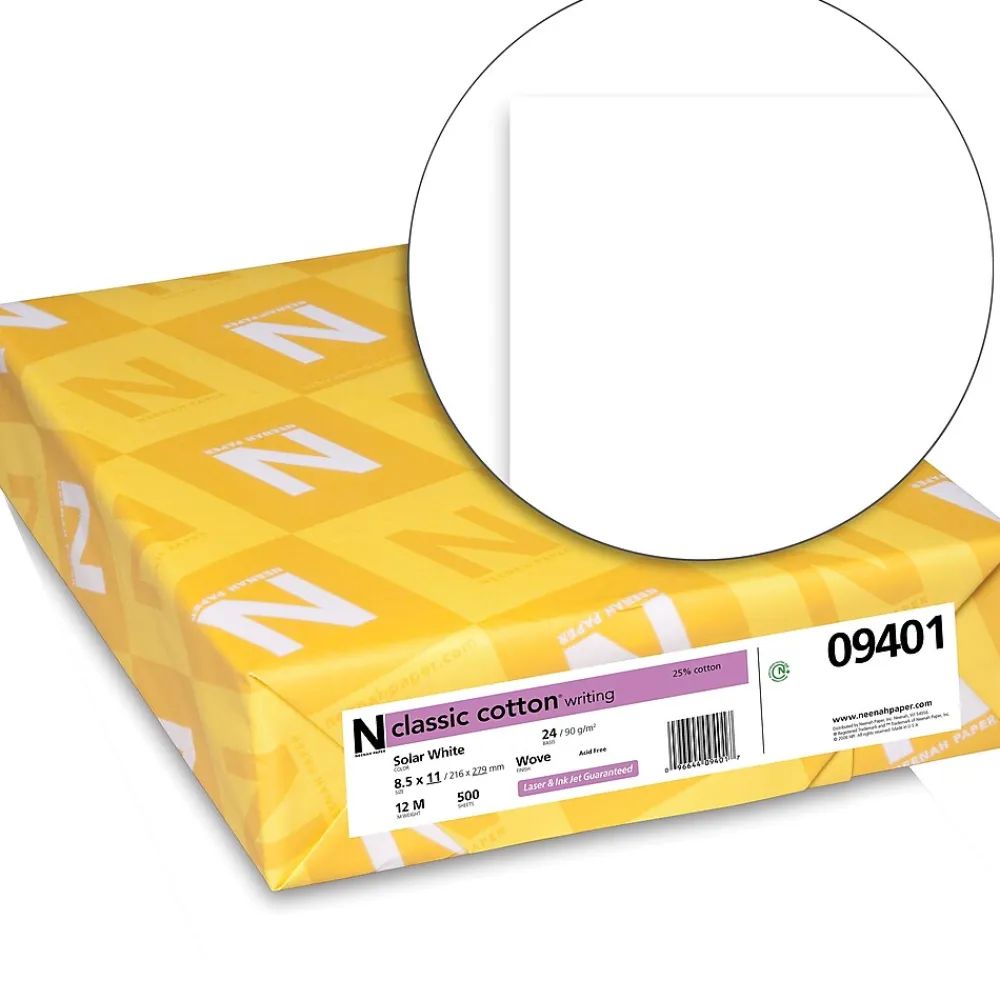 Resume Paper*Neenah Paper Classic COTTON® 8 1/2" x 11" 24 lbs. Writing Wove Paper, Solar White, 500/Ream