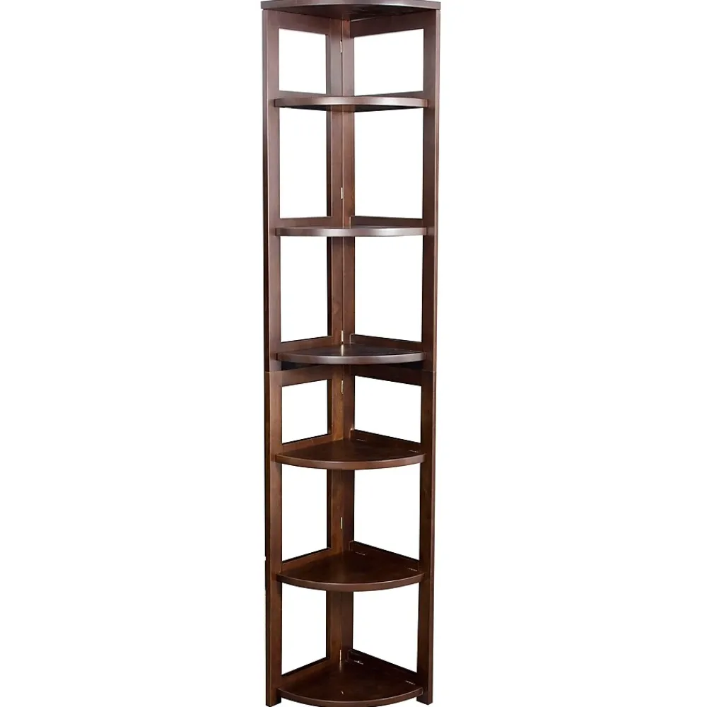 Bookcases*Niche Flip Flop 5 Shelf 67"H Corner Folding Bookcase, Mocha Walnut (FFC6712MW)