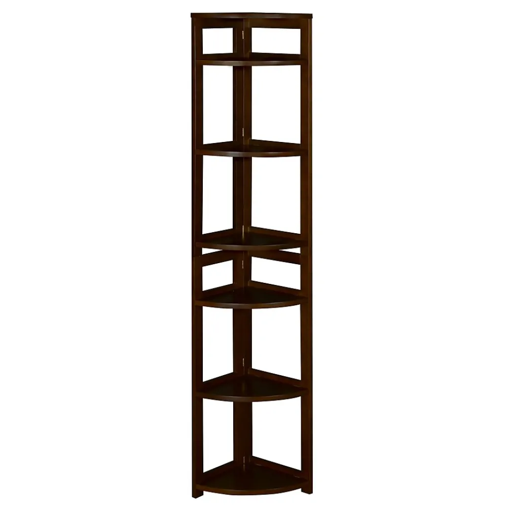 Bookcases*Niche Flip Flop 5 Shelf 67"H Corner Folding Bookcase, Mocha Walnut (FFC6712MW)