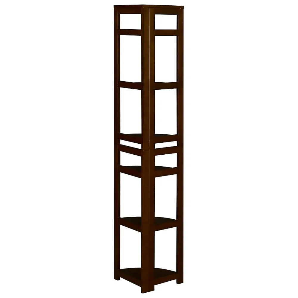 Bookcases*Niche Flip Flop 5 Shelf 67"H Corner Folding Bookcase, Mocha Walnut (FFC6712MW)