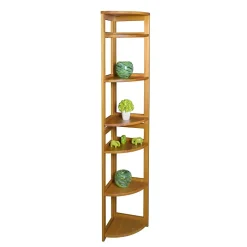 Bookcases*Niche Flip Flop 5 Shelf 67"H Corner Folding Bookcase, Medium Oak (FFC6712MO)