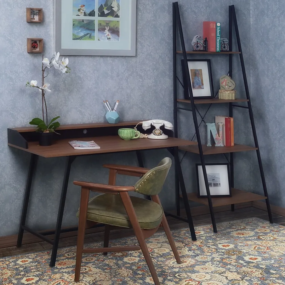 Bookcases*Niche Soho 4 Shelf 72"H Ladder Bookcase, Urban Walnut (NSBC7224UW)